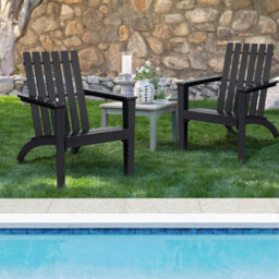 Gainoom Grey Acacia Wood Adirondack Chair Outdoor Patio Chair Lawn Chair - thumbnail 8