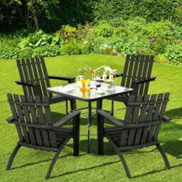 Gainoom Grey Acacia Wood Adirondack Chair Outdoor Patio Chair Lawn Chair - thumbnail 9