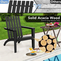 Gainoom Grey Acacia Wood Adirondack Chair Outdoor Patio Chair Lawn Chair - thumbnail 4