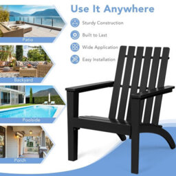 Gainoom Grey Acacia Wood Adirondack Chair Outdoor Patio Chair Lawn Chair - thumbnail 5