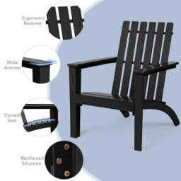Gainoom Grey Acacia Wood Adirondack Chair Outdoor Patio Chair Lawn Chair - thumbnail 6