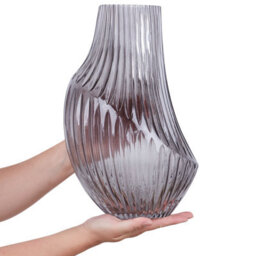 Beliani Flower Vase Myrsina Glass 36 Cm Grey - thumbnail 4
