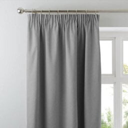Aspire Homeware Light Grey Plain Blackout Room Darkening Pencil Pleat Door Curtain Single Panel (W) 168Cm X (D)213Cm With Tie Back - thumbnail 7