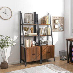Costway 4-Tier Ladder Shelf With Cabinet 160 Cm Tall Bookshelf Industrial Bookcase - thumbnail 4