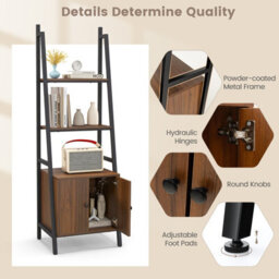 Costway 4-Tier Ladder Shelf With Cabinet 160 Cm Tall Bookshelf Industrial Bookcase - thumbnail 9