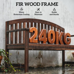 Outsunny 2 Person Garden Bench, Wooden Outdoor Furniture With Armrest - thumbnail 5