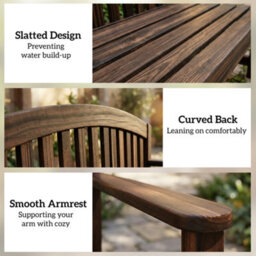 Outsunny 2 Person Garden Bench, Wooden Outdoor Furniture With Armrest - thumbnail 6