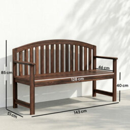 Outsunny 2 Person Garden Bench, Wooden Outdoor Furniture With Armrest - thumbnail 3