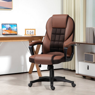 Homcom Executive Office Chair High Back Computer Chair With Armrests Brown - image 1
