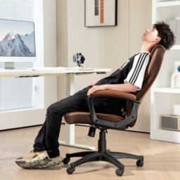 Homcom Executive Office Chair High Back Computer Chair With Armrests Brown - thumbnail 7