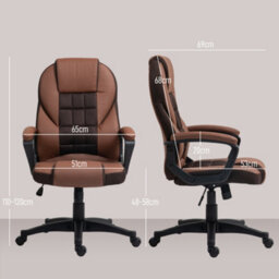 Homcom Executive Office Chair High Back Computer Chair With Armrests Brown - thumbnail 3