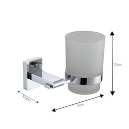 Showerdrape Unity Chrome Stainless Steel & Frosted Glass Wall Mounted Toothbrush Holder - thumbnail 2