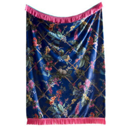 Laurence Llewelyn-Bowen Cotswold Fantasia Soft Touch Floral Print Navy Velvet Throw - thumbnail 2