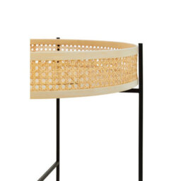 Orsina Natural Rattan Top Coffee Table With Cross Legs, Hand Woven Square Webbed Table, Sleek Wooden Coffee Table - thumbnail 6