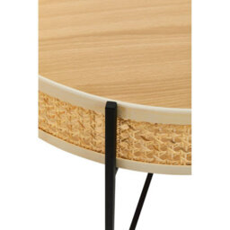 Orsina Natural Rattan Top Coffee Table With Cross Legs, Hand Woven Square Webbed Table, Sleek Wooden Coffee Table - thumbnail 7