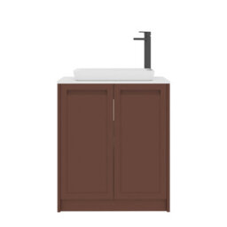 Royal Bathrooms Royal Bathroom Elmore 700mm Terracotta Clay Freestanding Bathroom Vanity Unit 2 Door Plain White Worktop With Qubix Basin - thumbnail 7
