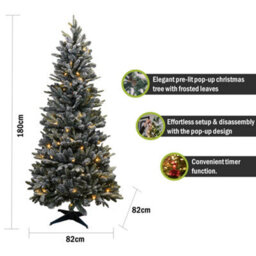 Pegdev - Pdl - Christmas Rapid Pop-Up, Collapsible, Pre-Lit Frosted Pine Tree With 100 Warm Leds, Timer, Stand, 1.8M - thumbnail 2