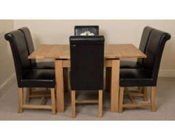 That's Furniture Richmond 90Cm - 150Cm Square Oak Extending Dining Table And 6 Chairs Dining Set With Washington Black Leather Chairs - thumbnail 2