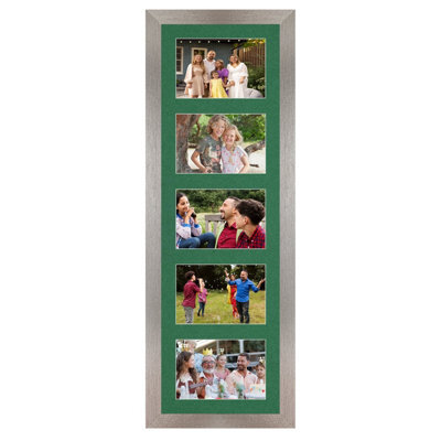 AK Frames 26X8 Aluminum Modern Multi Photo Frame With Emerald Mount - Holds 5 Apertures (5X) 6X4 Photos - image 1