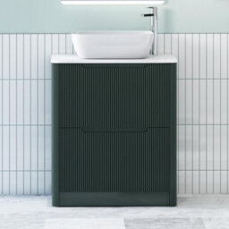 Royal Bathrooms Avenza 800mm Deep Moss Green Floor Standing Countertop Bathroom Vanity Unit 2 Drawer With Elva Basin - thumbnail 1