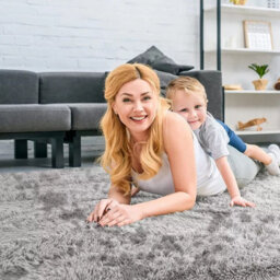 Ameha Non Slip Shaggy Fluffy Area Rug Large Living Room Bedroom Tye Dye Light Grey Carpet, 120X170 Cm - thumbnail 5