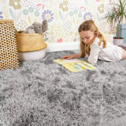 Ameha Non Slip Shaggy Fluffy Area Rug Large Living Room Bedroom Tye Dye Light Grey Carpet, 120X170 Cm - thumbnail 7