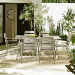 Furniturebox Uk Leros Cream Metal 6 Seat Garden Dining Set - thumbnail 3