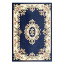 Royal Blue Traditional Rug, Bordered Floral Rug, Handmade Rug, Royal Blue Rug For Bedroom, & Dining Room-80Cm X 150Cm - thumbnail 1