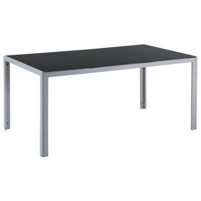 Beliani Garden Dining Table Catania 160 Cm 91 Cm Glass Black - image 1