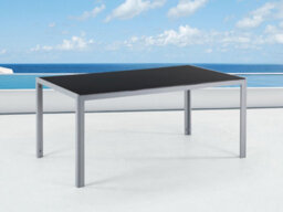 Beliani Garden Dining Table Catania 160 Cm 91 Cm Glass Black - thumbnail 2