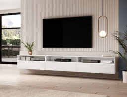 Arte Baros 40 Contemporary Tv Cabinet In White Gloss - W2700mm X H400mm X D410mm - thumbnail 4