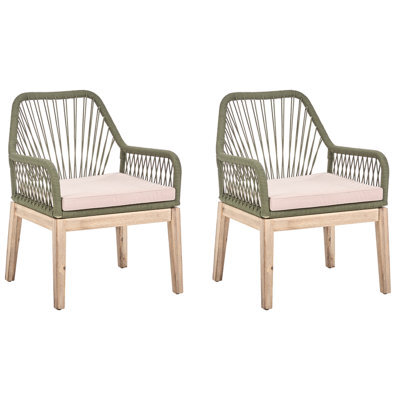 Beliani Set Of 2 Garden Chairs With Cushions Olbia Olive Green - image 1