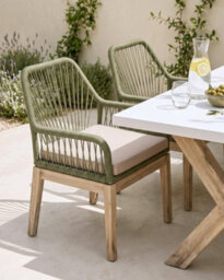 Beliani Set Of 2 Garden Chairs With Cushions Olbia Olive Green - thumbnail 2