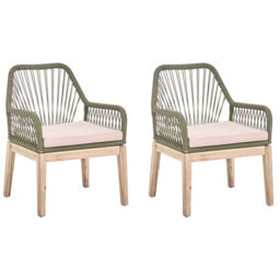 Beliani Set Of 2 Garden Chairs With Cushions Olbia Olive Green - thumbnail 1
