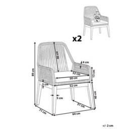 Beliani Set Of 2 Garden Chairs With Cushions Olbia Olive Green - thumbnail 3