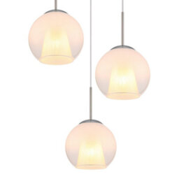 Luminosa Lighting Luminosa Barry Cluster Pendant Ceiling Light Nickel Matt Balls Opal Glass Shade 3X E27 - thumbnail 3