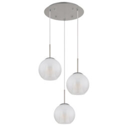 Luminosa Lighting Luminosa Barry Cluster Pendant Ceiling Light Nickel Matt Balls Opal Glass Shade 3X E27 - thumbnail 2
