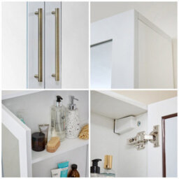 Homestylestore 900 X 650mm White Wall Mounted Mirrored Door Bathroom Cabinet And Aged Gold T Bar Handles - thumbnail 3