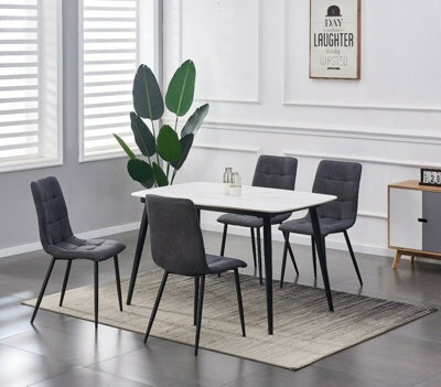 Mcc Direct Henri Faux Suede Leather Dining Chairs Set Of 4 Dark Grey - image 1