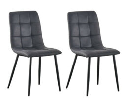 Mcc Direct Henri Faux Suede Leather Dining Chairs Set Of 4 Dark Grey - thumbnail 3