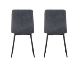 Mcc Direct Henri Faux Suede Leather Dining Chairs Set Of 4 Dark Grey - thumbnail 5