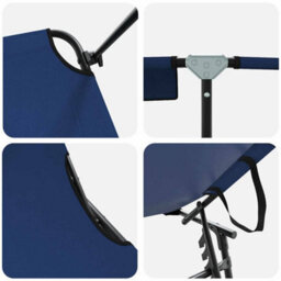 Berkfield Folding Sun Lounger With Canopy Blue 600D Oxford Fabric - thumbnail 7