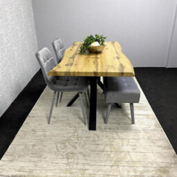 Kosy Koala Modern Dining Table Set With 2 Grey Velvet Chairs And Grey Velvet Bench Dining Room Furniture - thumbnail 9