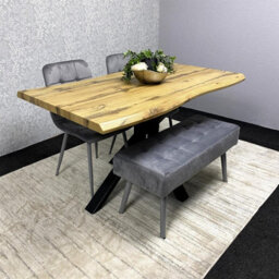 Kosy Koala Modern Dining Table Set With 2 Grey Velvet Chairs And Grey Velvet Bench Dining Room Furniture - thumbnail 3