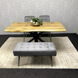 Kosy Koala Modern Dining Table Set With 2 Grey Velvet Chairs And Grey Velvet Bench Dining Room Furniture - thumbnail 2