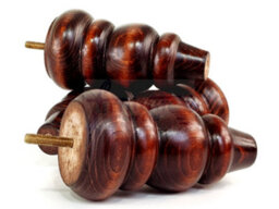 L&F Solid Wood Turned Furniture Feet 150mm High Mahogany Wash Replacement Legs Set Of 4  M10 Pkc220 - thumbnail 7