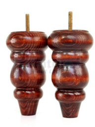 L&F Solid Wood Turned Furniture Feet 150mm High Mahogany Wash Replacement Legs Set Of 4  M10 Pkc220 - thumbnail 4