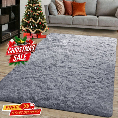 Ameha Grey Shaggy Rugs Soft Fluffy Area Rug Modern Living Room Bedroom Indoor/outdoor Carpets 120X170 Cm - image 1