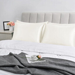 Ameha Ivory Stain Silk Pillowcase Soft Anti Wrinkle Envelop Closure Pillow Cover For Hair & Skin Friendly 50X75Cm 2 Pair - thumbnail 6