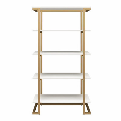 Dorel Home Camila 5 Shelf Bookcase White / Golden - image 1